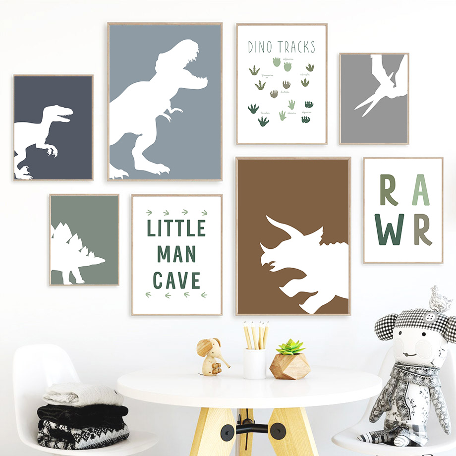 Baby Nursery Paintings - Obraz na płótnie 2D (płótno) Dinozaury