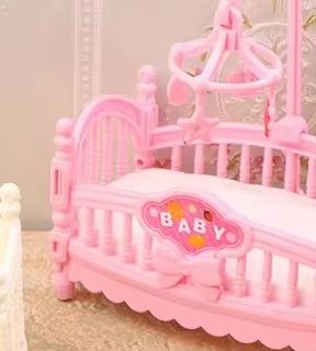 Baby Nursery Bed - 1:12 Miniaturowe łóżeczko dla lalek, kołyska,