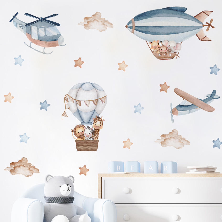 Baby Nursery Package - Akwarela Zwierzęta Balon na gorące powietrze