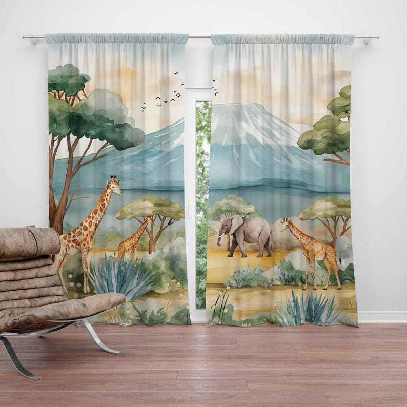 Baby Nursery Youtube - Zasłony Safari Zwierzęta Dziecięce Zasłony do