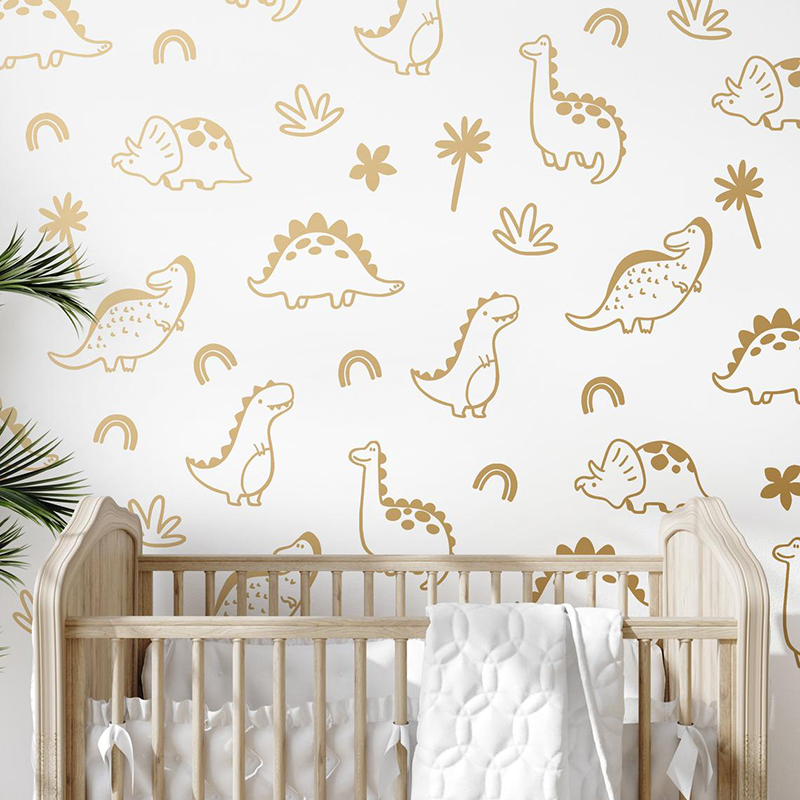 Baby Nursery Package - Geometryczne drzewo dinozaura tęczowa naklejka ścienna