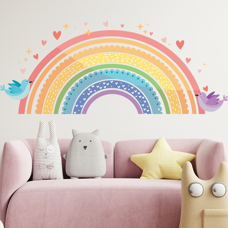 Baby Nursery Package - Kolorowe tęczowe naklejki ścienne z ptakami