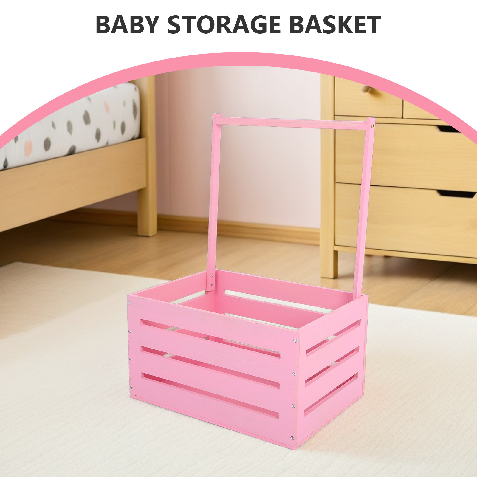 Baby Nursery Laundry Basket - 1 szt. Drewniany kosz na ubranka