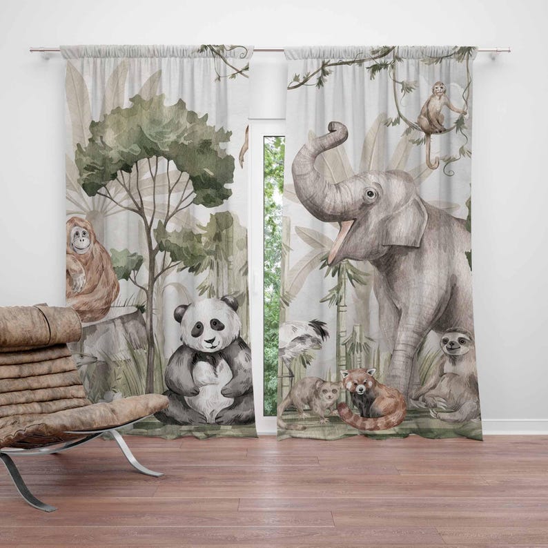 Baby Nursery Youtube - Zasłony Safari Zwierzęta Zasłony do Pokoju