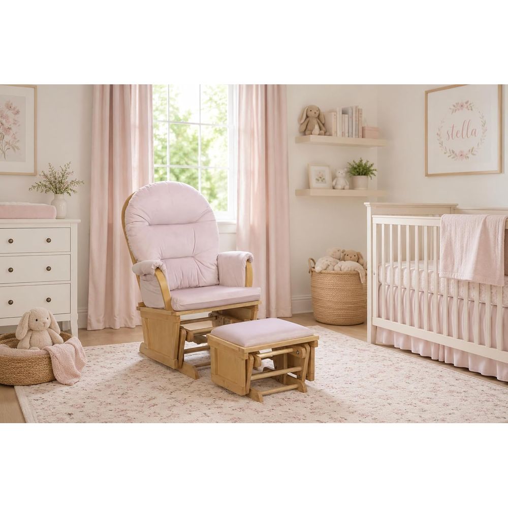 Baby Nursery Chair - Fotel bujany Madison z podnóżkiem, drewniany