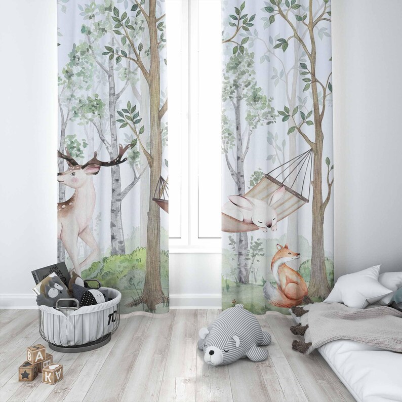 Zasłony z motywem zwierząt leś – Baby Nursery Youtube recenzja i cena