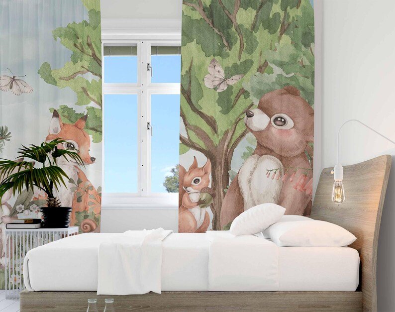 Zasłony z motywem zwierząt leś – Baby Nursery Youtube recenzja i cena