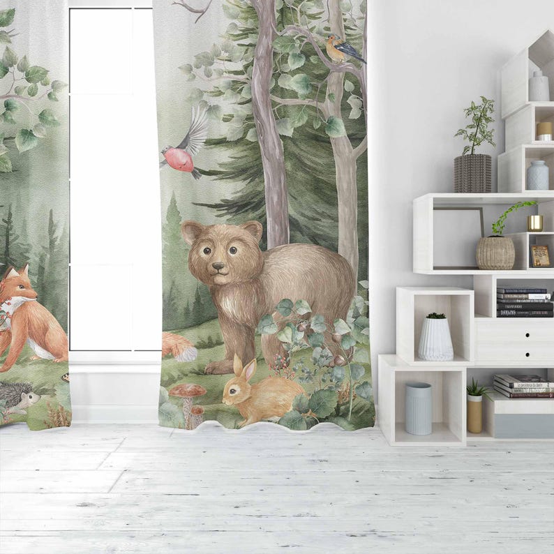 Zasłony z motywem zwierząt leś – Baby Nursery Youtube recenzja i cena