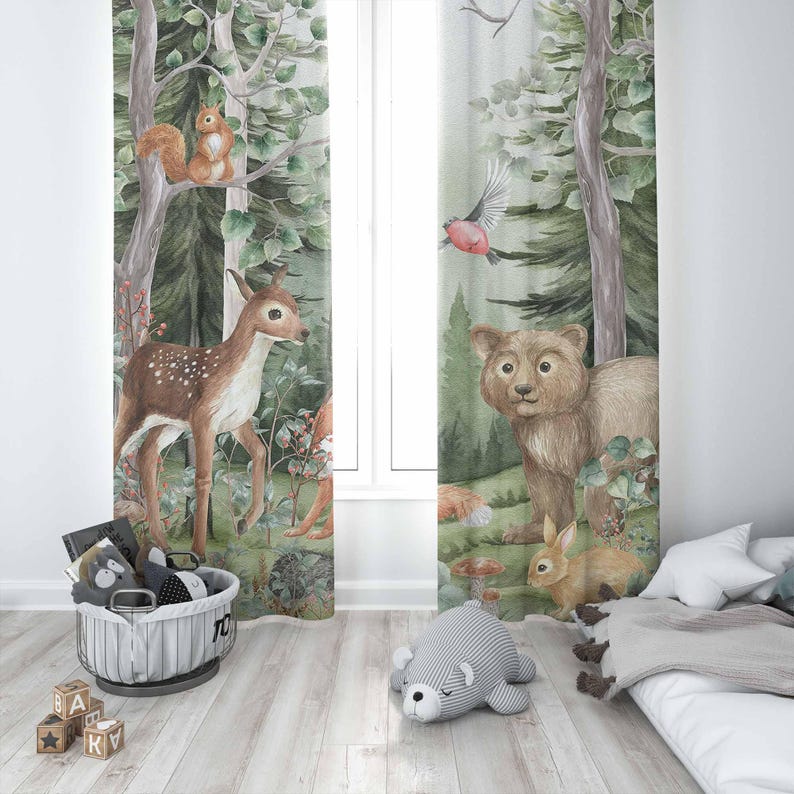 Zasłony z motywem zwierząt leś – Baby Nursery Youtube recenzja i cena