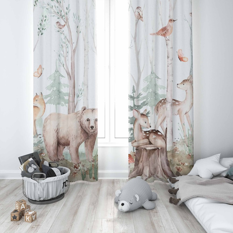 Zasłony z motywem zwierząt leś – Baby Nursery Youtube recenzja i cena