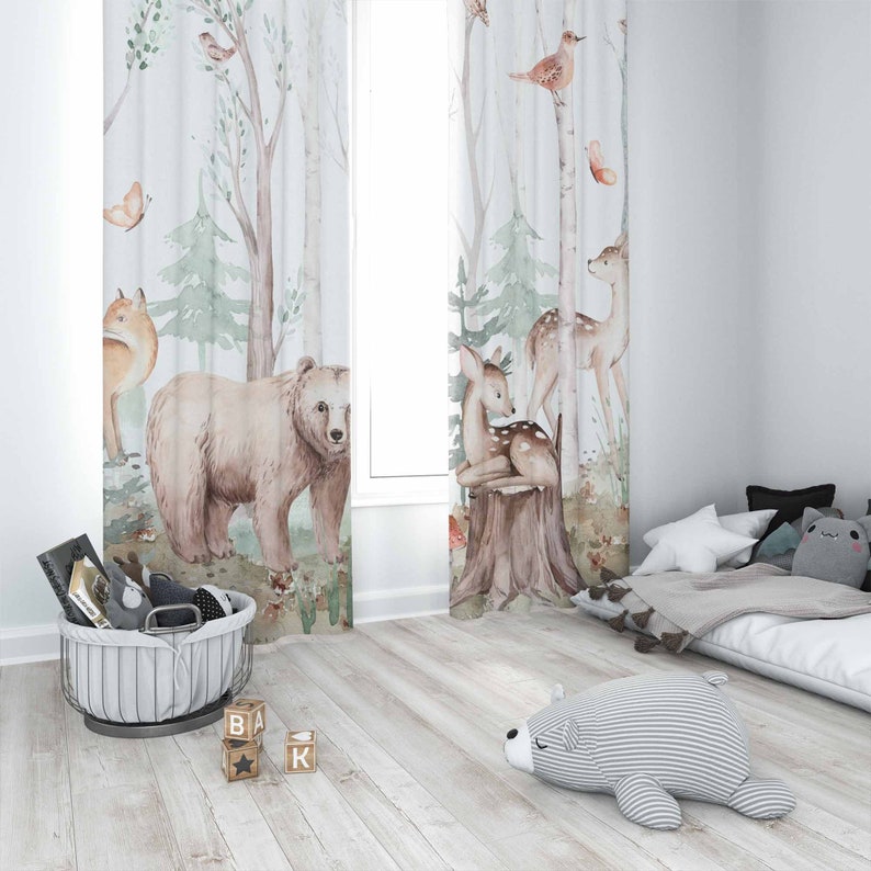 Zasłony z motywem zwierząt leś – Baby Nursery Youtube recenzja i cena