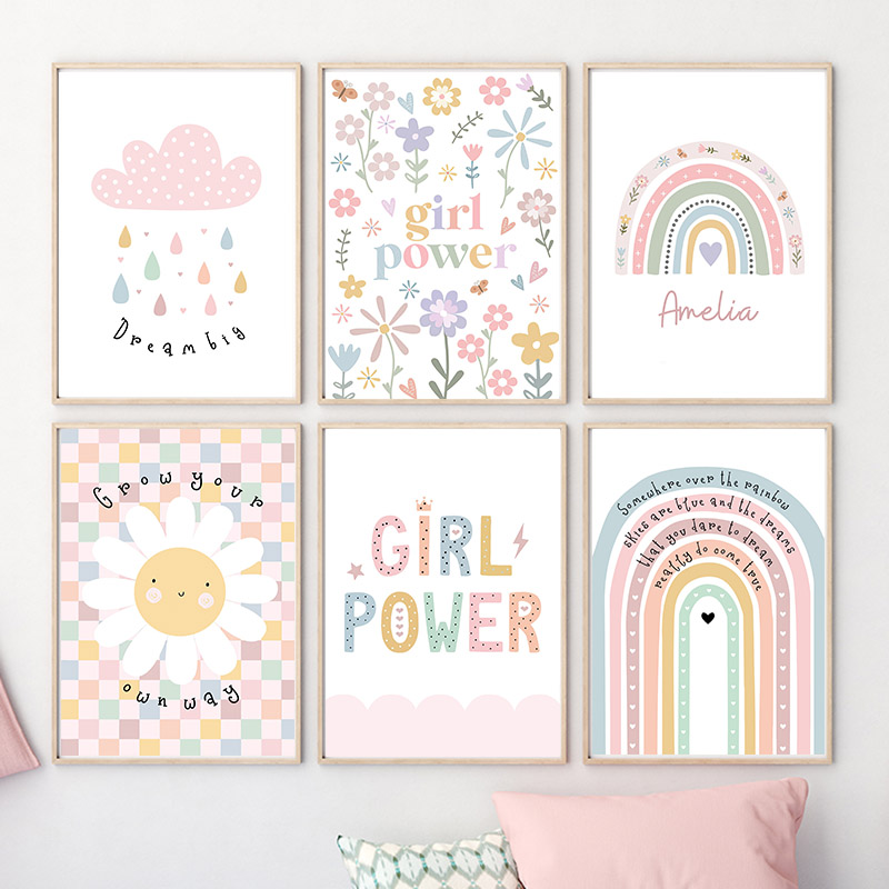 Sun Flower Rainbow Cloud Heart – Baby Nursery Paintings recenzja i cena