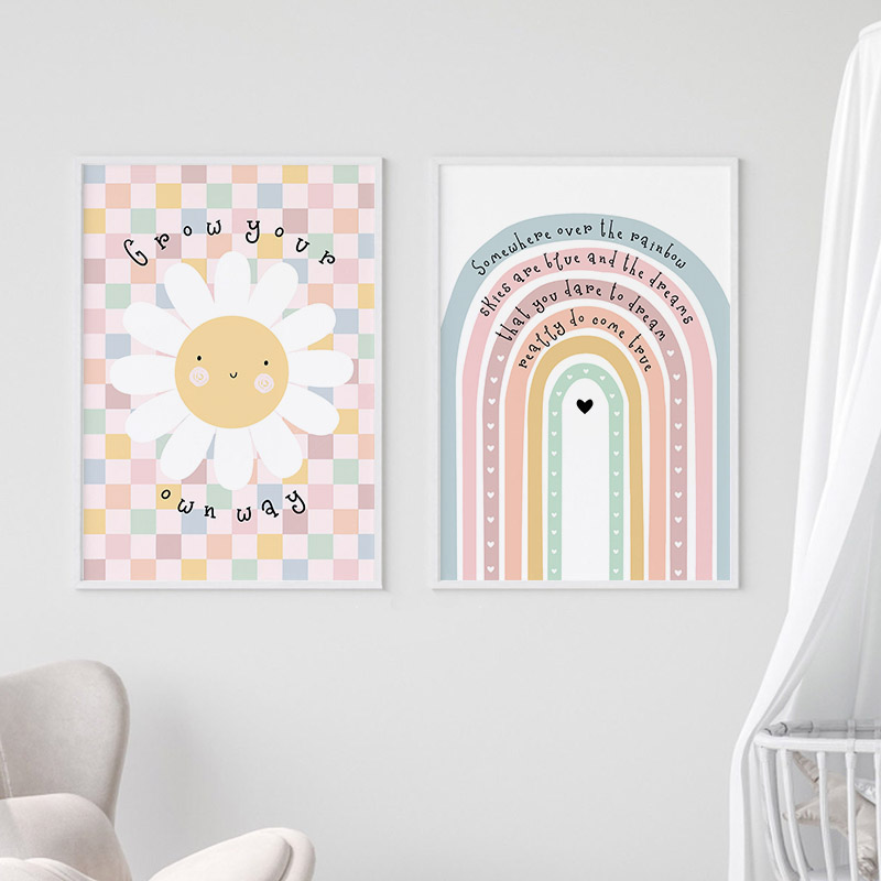 Sun Flower Rainbow Cloud Heart – Baby Nursery Paintings recenzja i cena