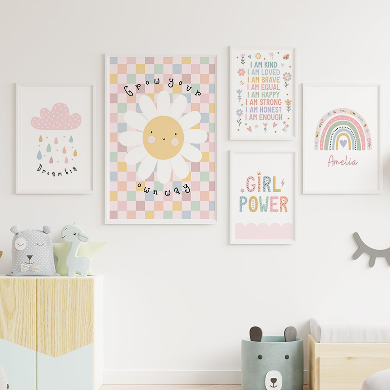 Sun Flower Rainbow Cloud Heart – Baby Nursery Paintings recenzja i cena